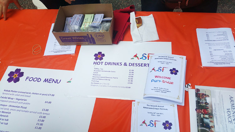 Food vouchers for sale at the Armenian festival