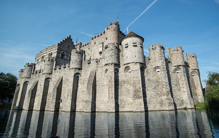 The medievil Gravensteen castle in Ghent, Belgium