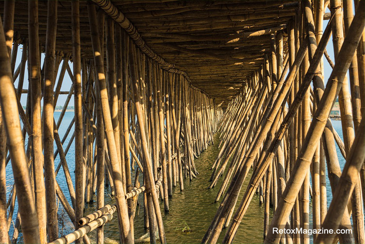 Ko Paen bamboo bridge of Kampong Cham in the Tonle Sap River