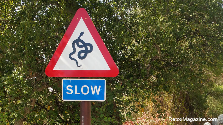 Slow Serpents road sign spotted in Gibraltar