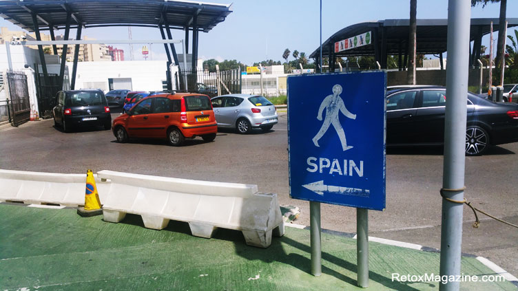 Spain this way pedestrian road sign in Gibraltar