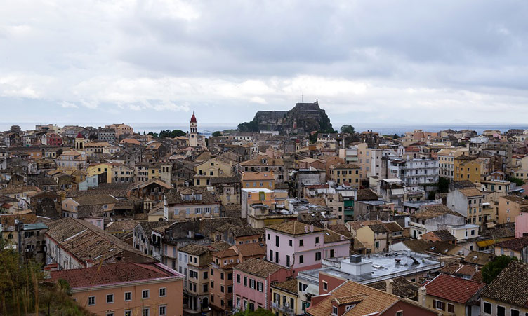 Oanorama of the historical Corfu town in Greece