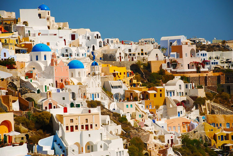 Whitewashed buildings in Santorini, Greece