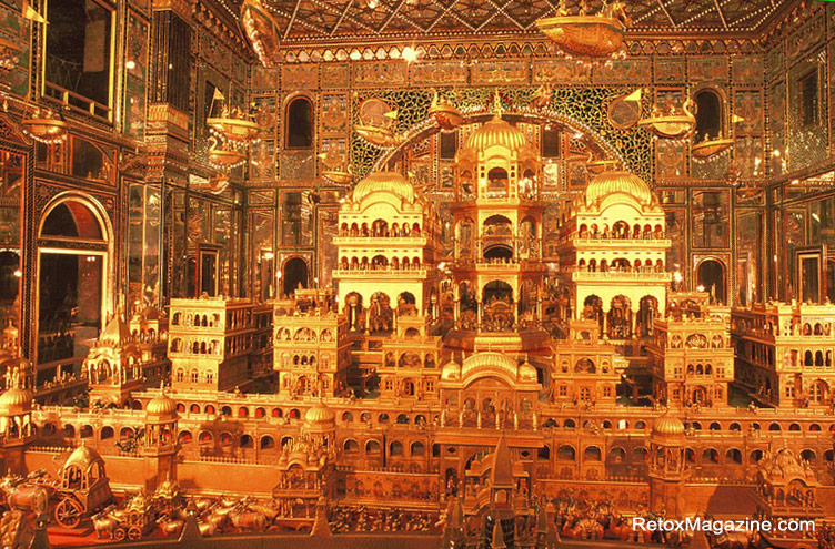 Golden décor of the Ajmer Jain temple, Rajasthan, India