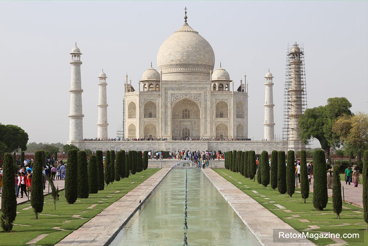 The Taj Mahal white marble mausoleum in Agra, India