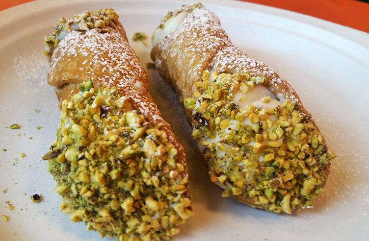 This is the photo of a pair of Cannoli dessert that we found in a Sicilian café on Baker Street in London.