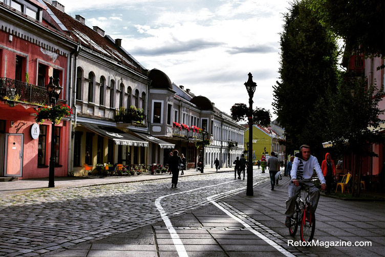 A street in the old city of Kaunas, Lithuania