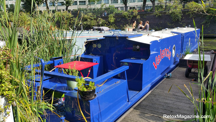 Bright blue boat on Lisson Grove Moorings