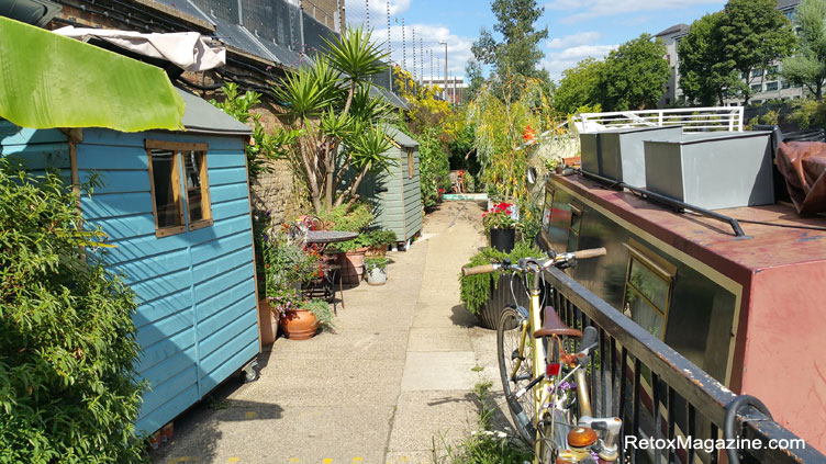 Painted sheds on Lisson Grove Moorings, The Regent's Canal