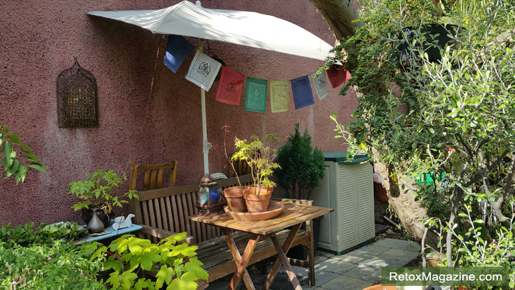 Private garden on towpath of Lisson Grove Moorings, The Regent's Canal