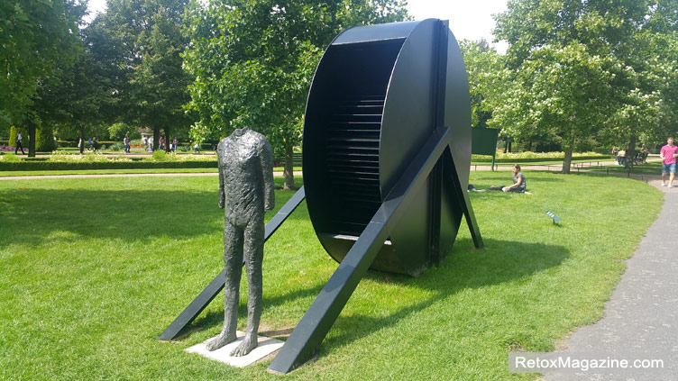 Magdalena Abakanowicz, Standing Figure with Wheel, Frieze Sculpture