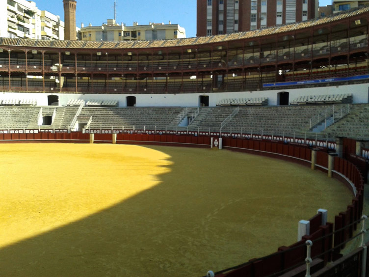 The Bullring of Malaga photographed from inside the bullring