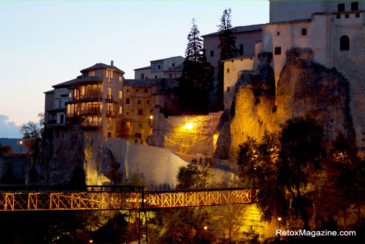 Cuenca city historic walls with steep cobbled streets and castle remains, Spain