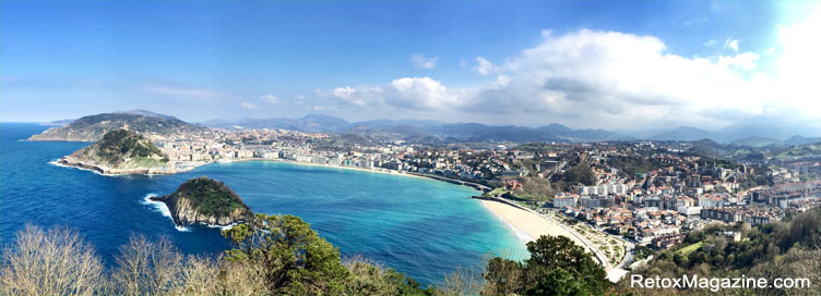 An urban beach in Europe in the Bay of La Concha, San Sebastián, Spain