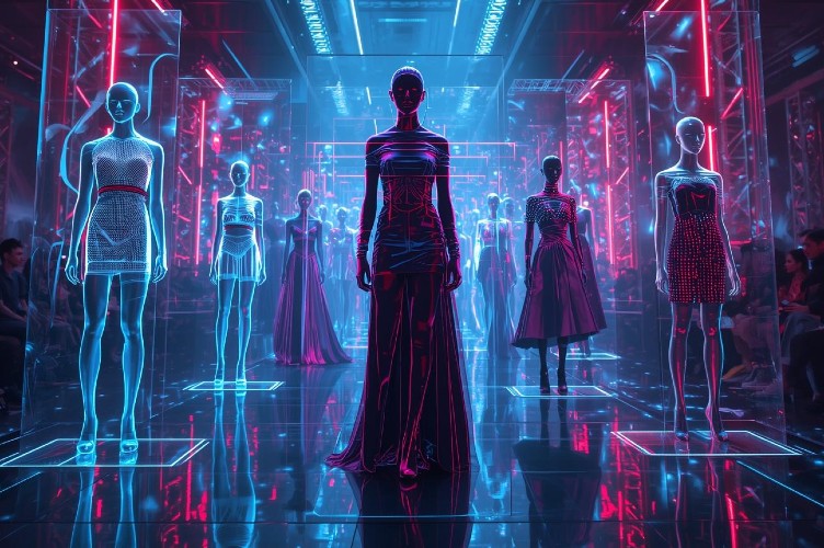 Digital luxury fashion concept with NFTs and blockchain